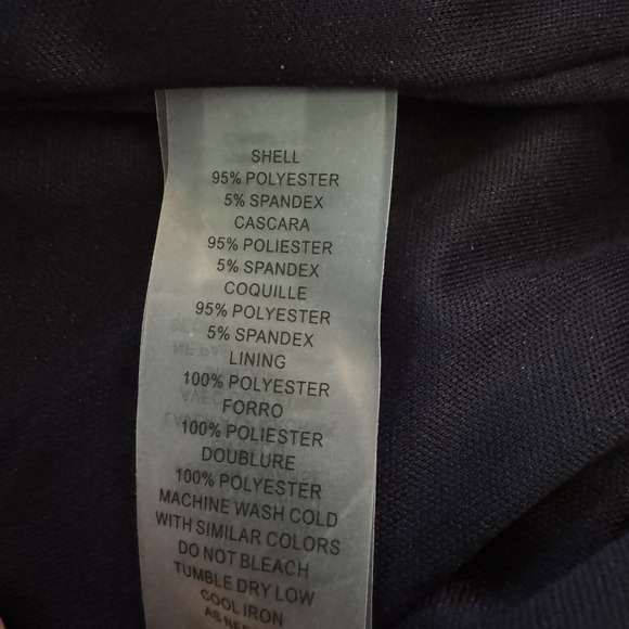 Vince Camuto 8 Shift Dress Navy Blue Paisley Round Neck Bell 3/4 Sleeve Zip Back - Picture 7 of 7